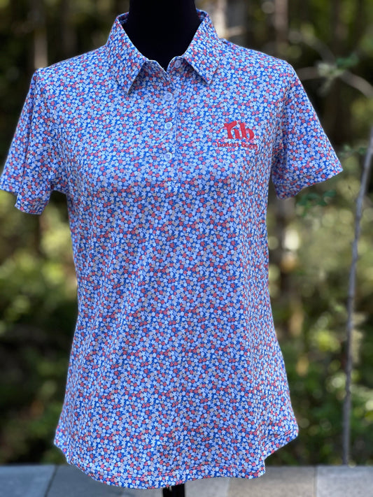 Women's golf polo - Florence print, short sleeves