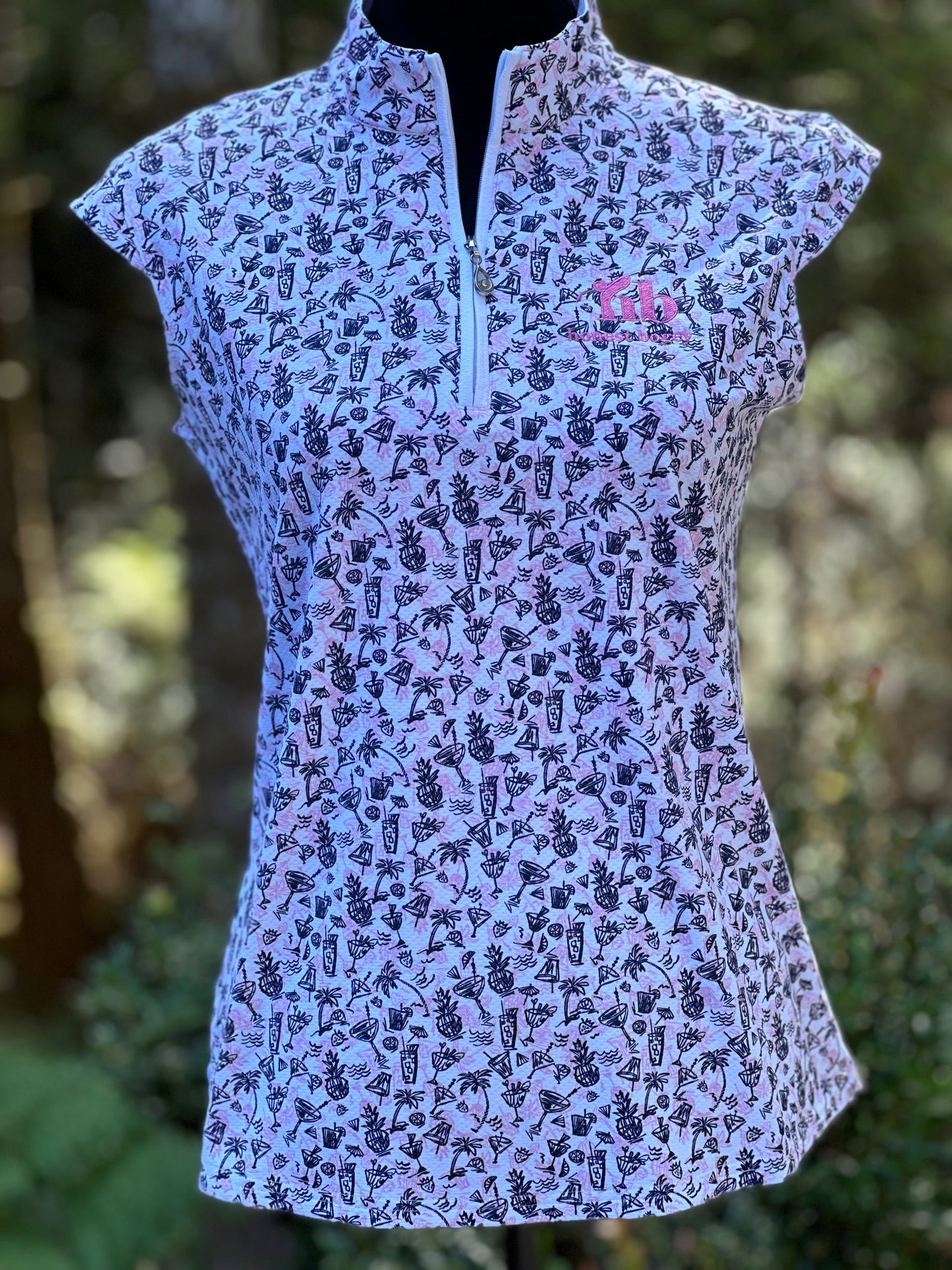 Women's golf polo - mai tai print, cap sleeve