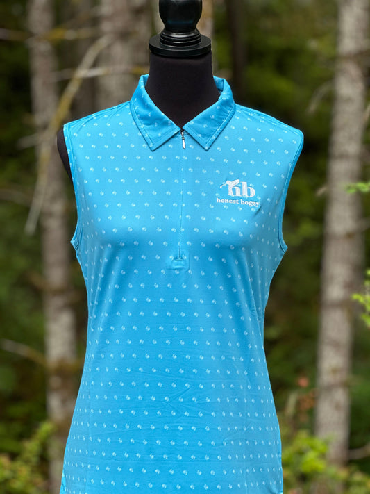 Women's golf polo - demure rose print, sleeveless