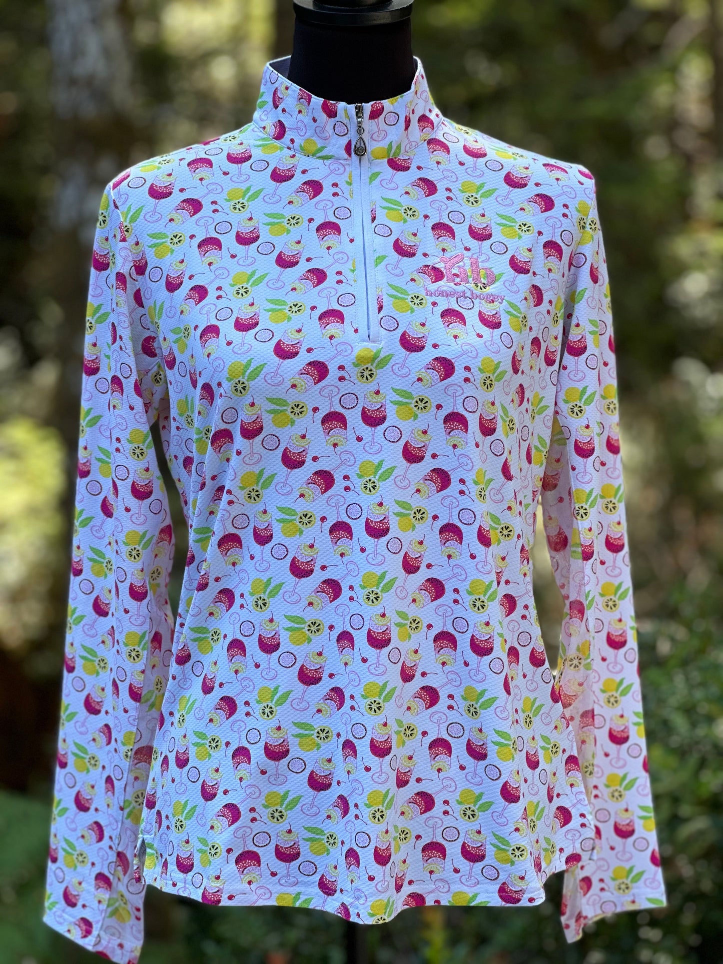 Women's golf polo - spritz print, long-sleeved sun protection shirt