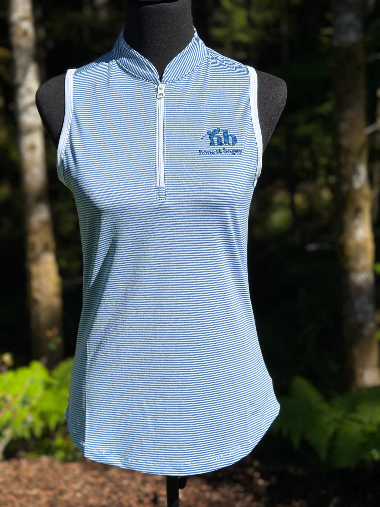 Women's golf polo - tonal stripes, sleeveless