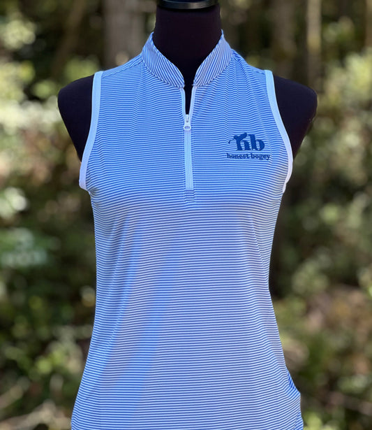 Women's golf polo - tonal stripes, sleeveless