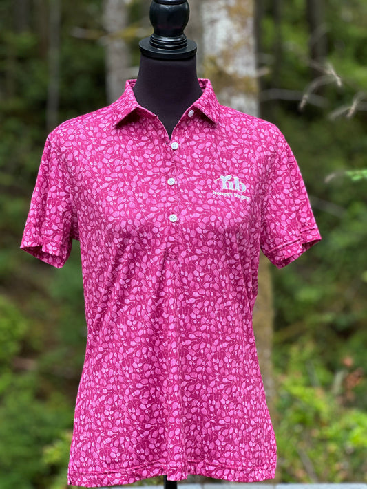 Women's golf polo - wine glasses print